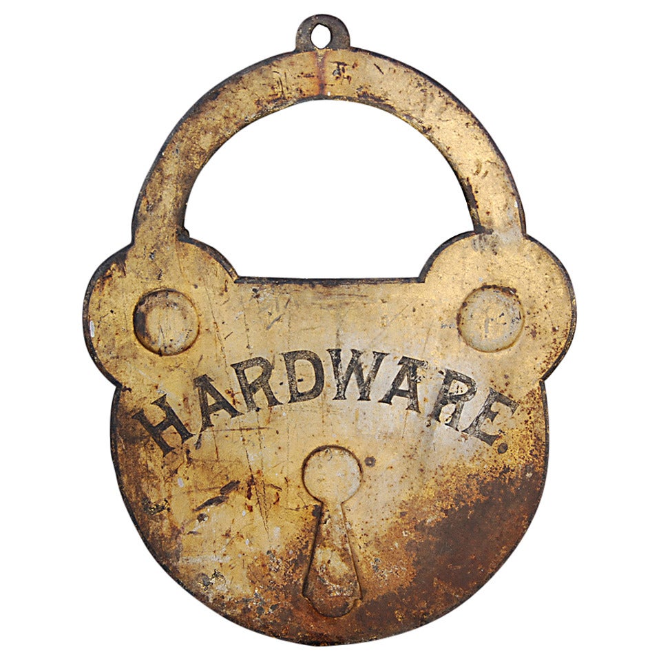 Turn of the Century Cast Iron Hardware Trade Sign For Sale