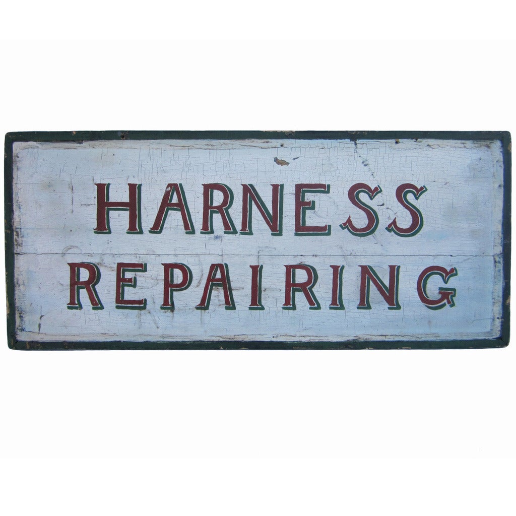 Circa 1920 Harness Repairing Sign For Sale