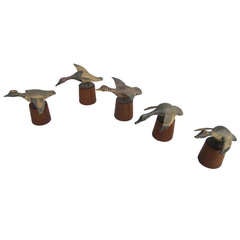 Circa 1900 Set of Miniature Carved Ducks