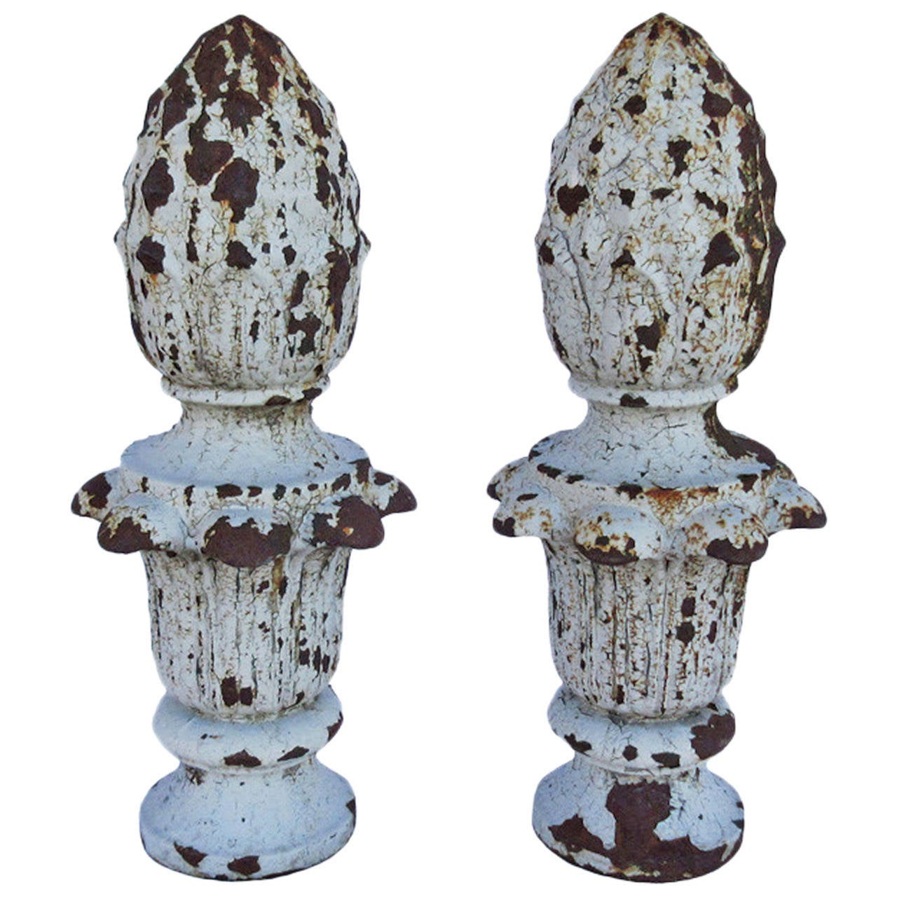 19th Century Cast Iron Pineapple Finials For Sale at 1stDibs