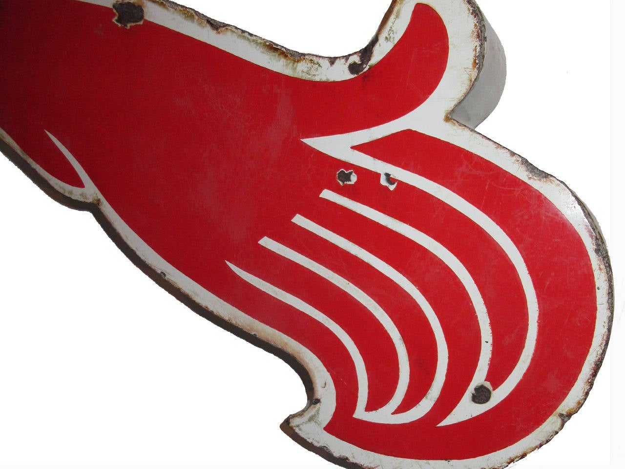 Dated 1957 sheet steel Pegasus Mobil gasoline trade sign, as found painted surface, in use wear.