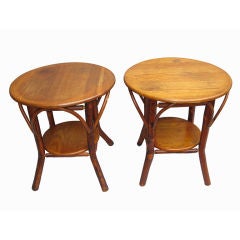 Pair Old Hickory Side Tables