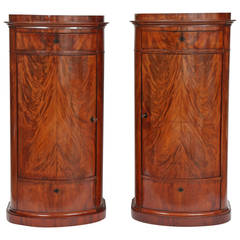 Pair of Danish Empire Oval Pedestal Cabinets 2