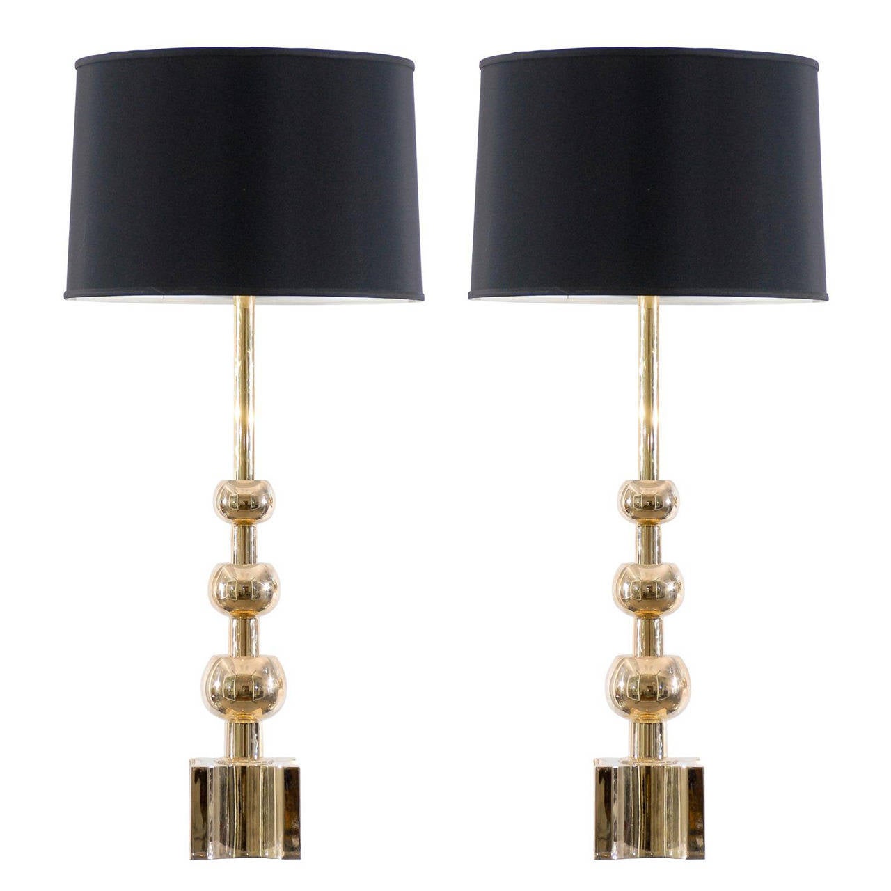 Stunning Pair of MidCentury Brass Ball Lamps by Stiffel at 1stDibs