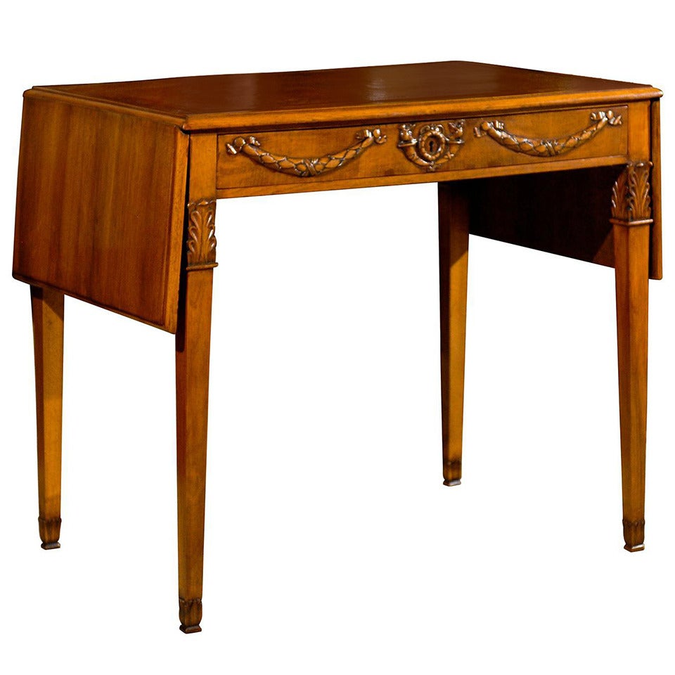 Directoire Style Drop leaf Walnut Table For Sale