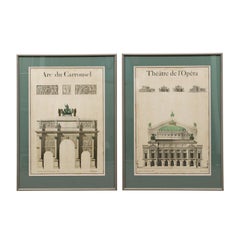 Beautiful Pair of Antique Posters of 19th Century Architectural Engravings