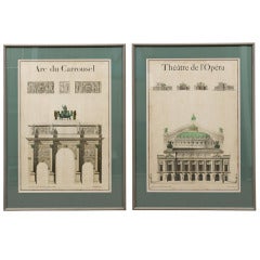 Beautiful Pair of Antique Posters of 19th Century Architectural Engravings 2