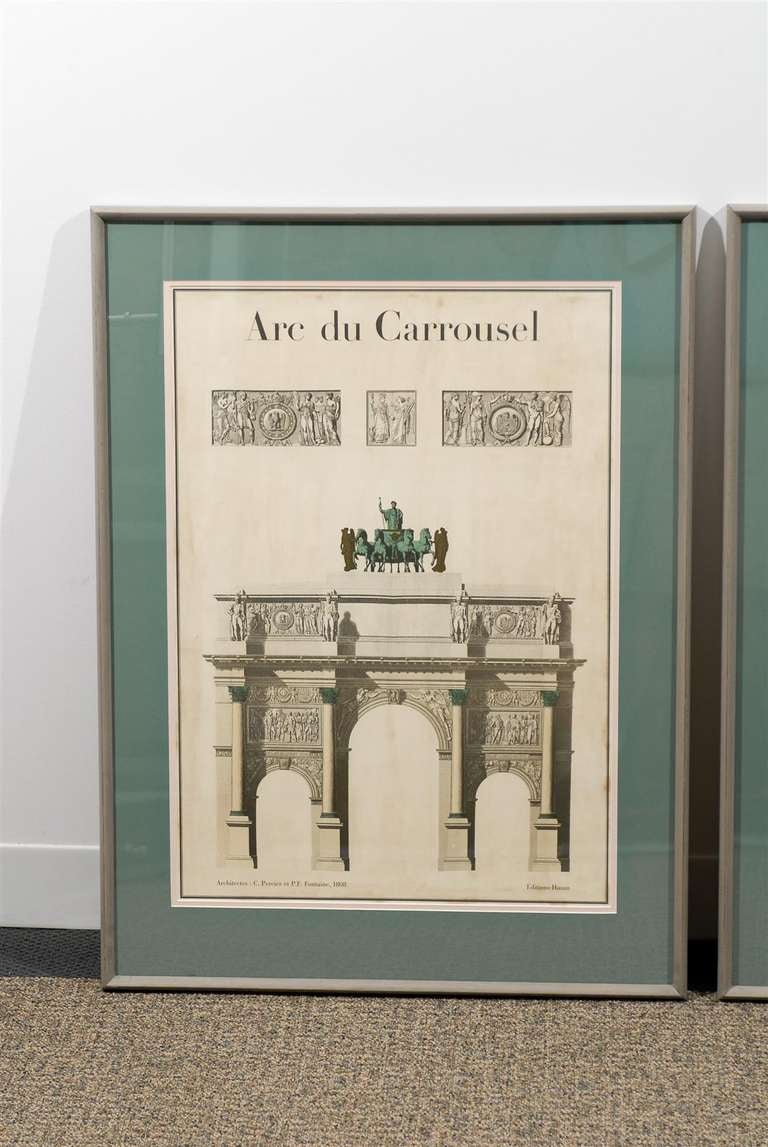 Beautiful Pair of Antique Posters of 19th Century Architectural Engravings For Sale 3