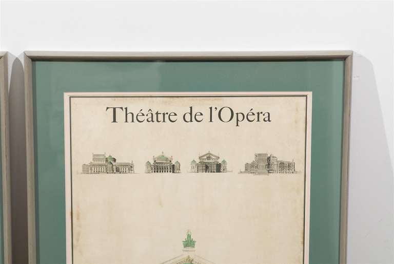 Beautiful Pair of Antique Posters of 19th Century Architectural Engravings In Excellent Condition For Sale In Atlanta, GA