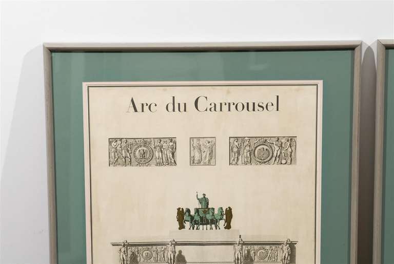Neoclassical Revival Beautiful Pair of Antique Posters of 19th Century Architectural Engravings For Sale