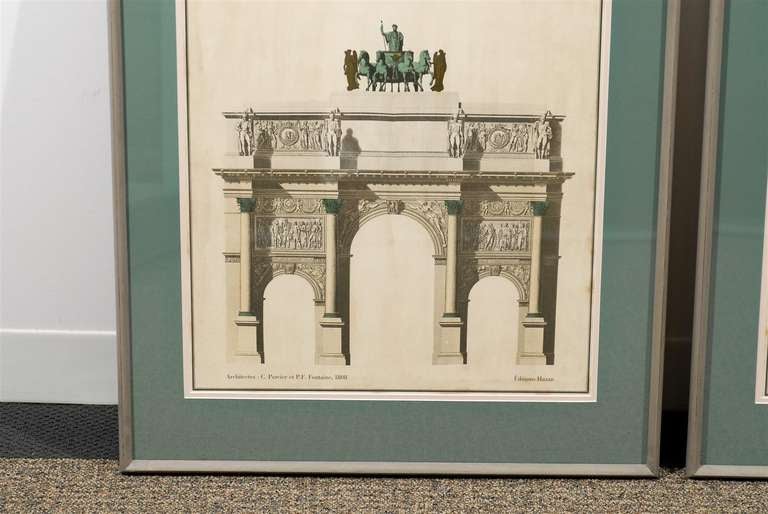Beautiful Pair of Antique Posters of 19th Century Architectural Engravings For Sale 2