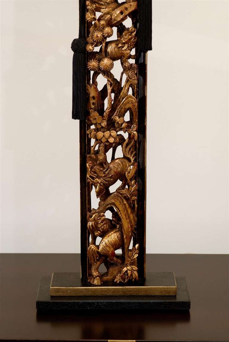 Spectacular Pair of Carved Asian Lamps For Sale 2