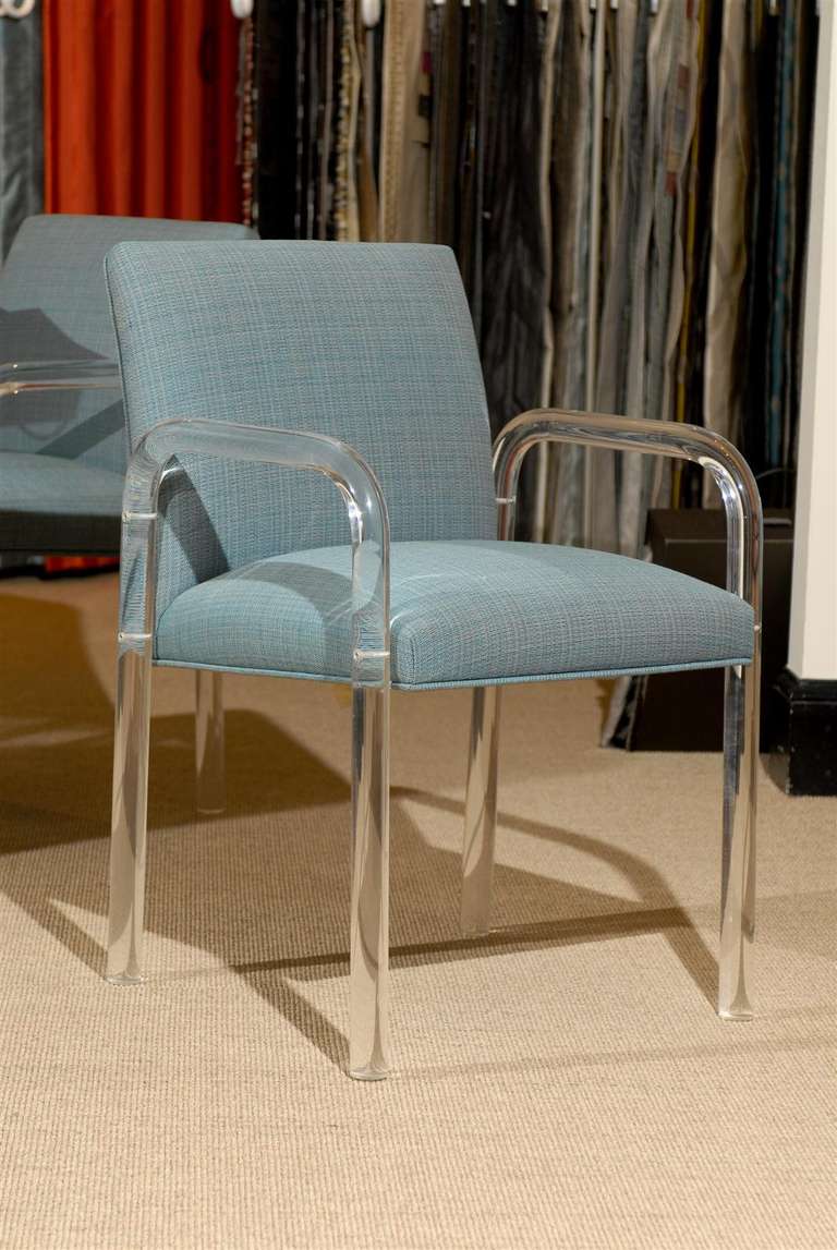 Modern Lucite Arm Chairs in the Style of Charles Hollis Jones In Excellent Condition In Atlanta, GA