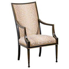 Louis XVI Style Painted Arm Chair With Gilt Detailing