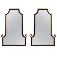 Pair of Regency Style Bamboo Mirrors in Gilded Iron