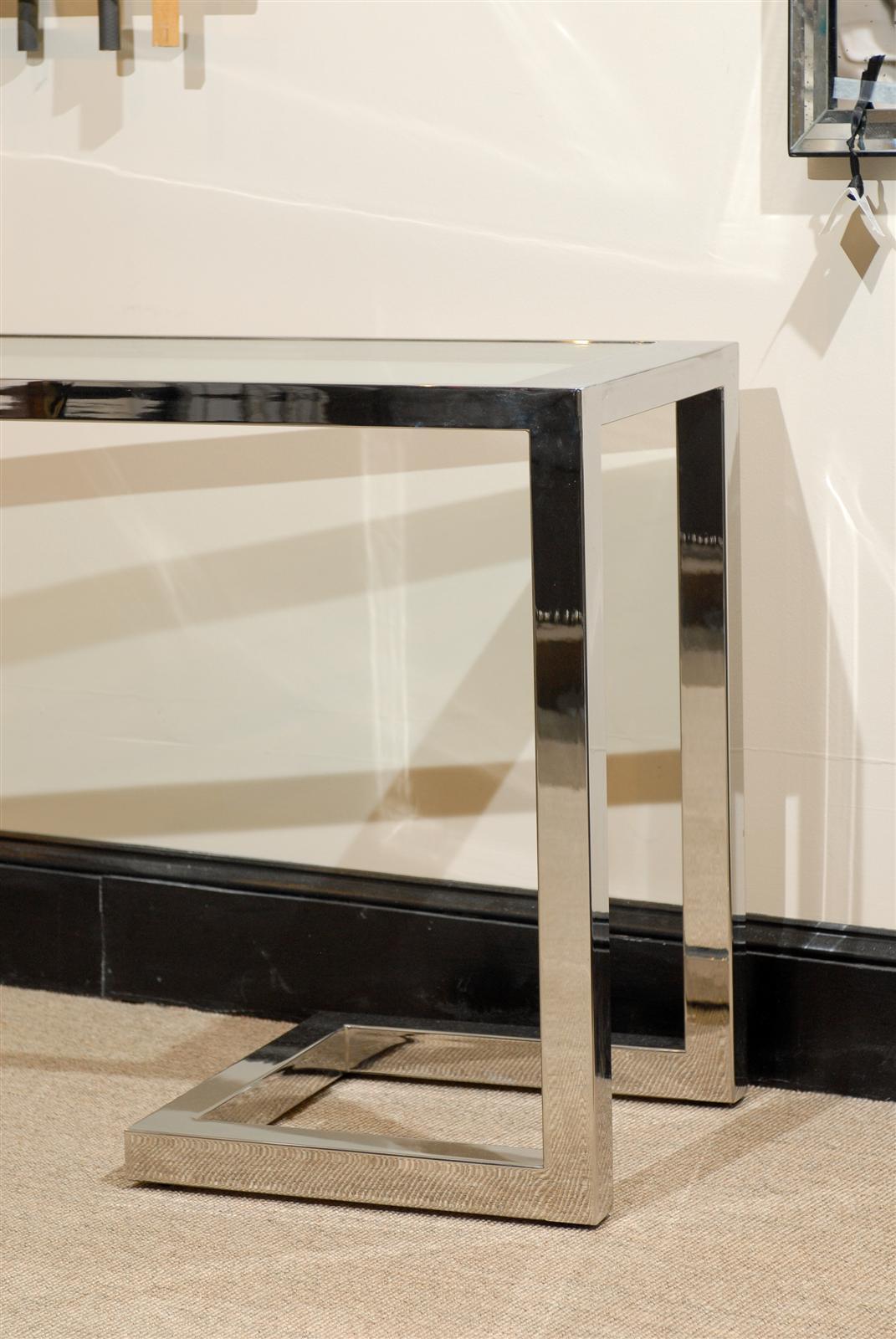 20th Century Chrome and Class Console Table