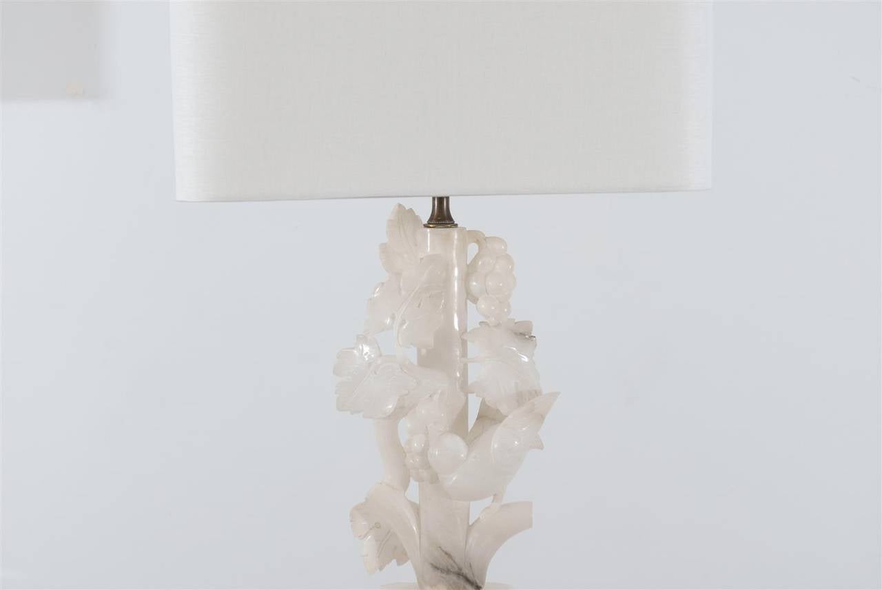 Mid-Century Modern Pair of White and Grey Marble Lamps