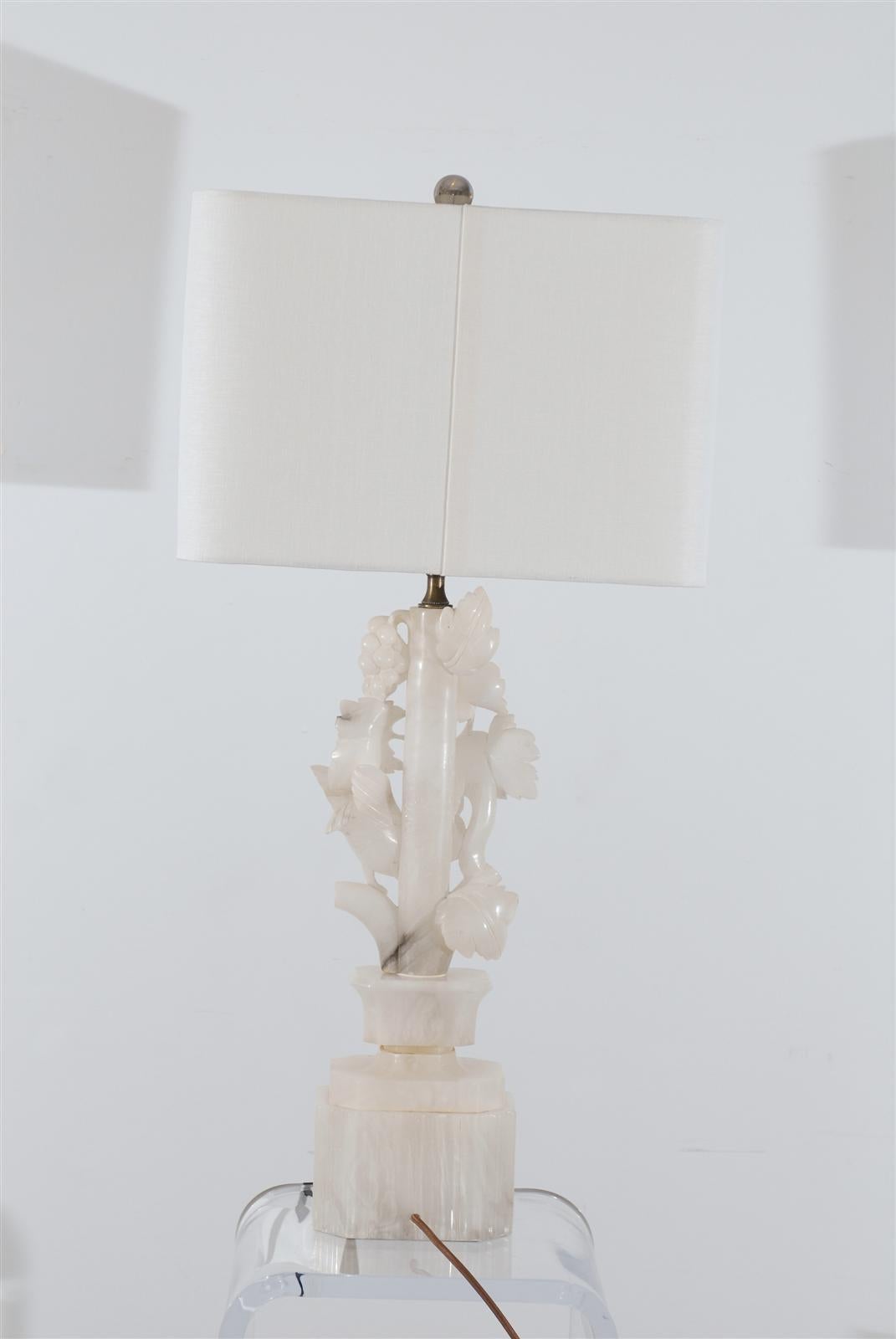 Pair of White and Grey Marble Lamps 2