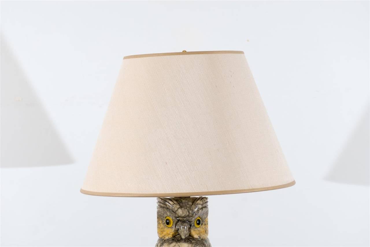 20th Century Marble Owl Lamp