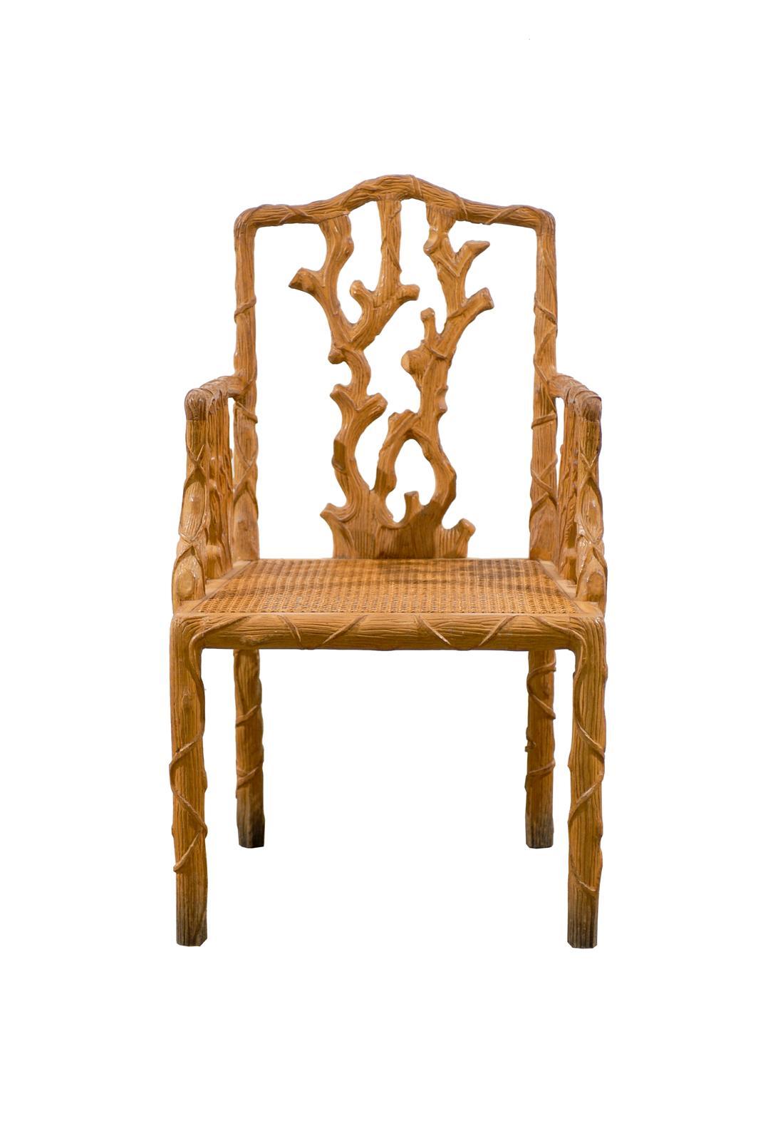 Set of Four Armchairs in Carved Wood, circa 1970 Origin Spain 2