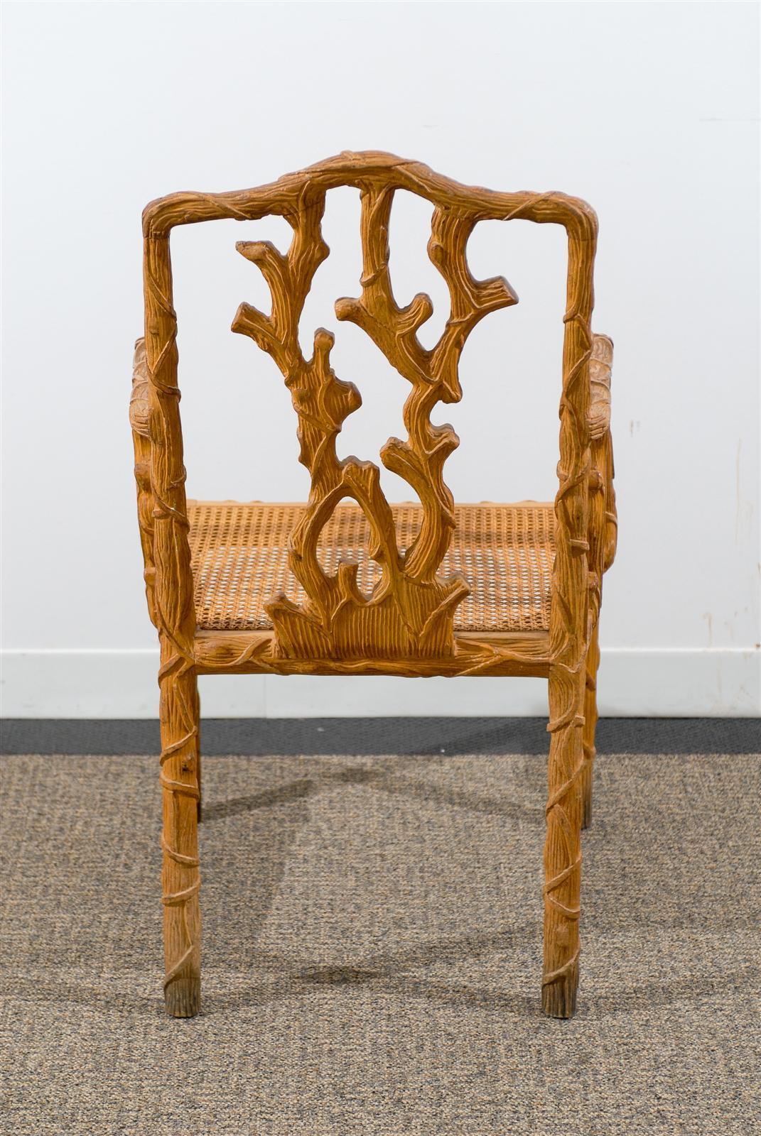 Set of Four Armchairs in Carved Wood, circa 1970 Origin Spain 4