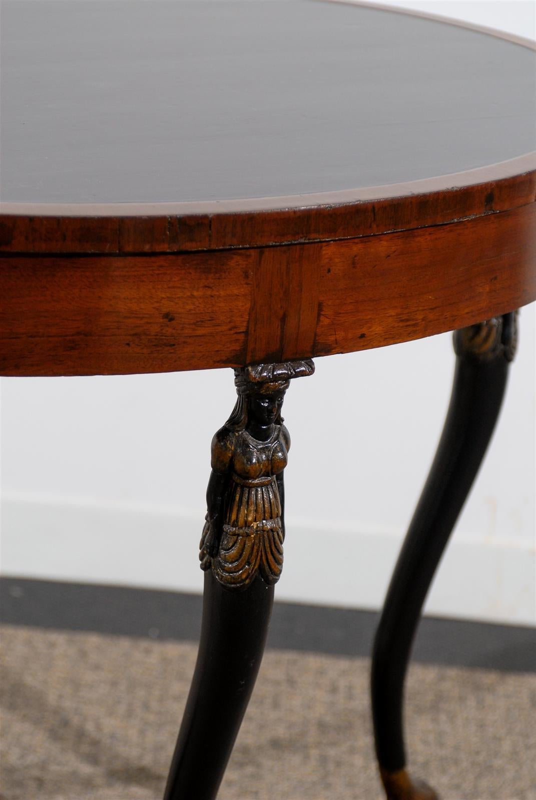 Oval Neoclassical Style Table Raised by Carved Figures For Sale 1