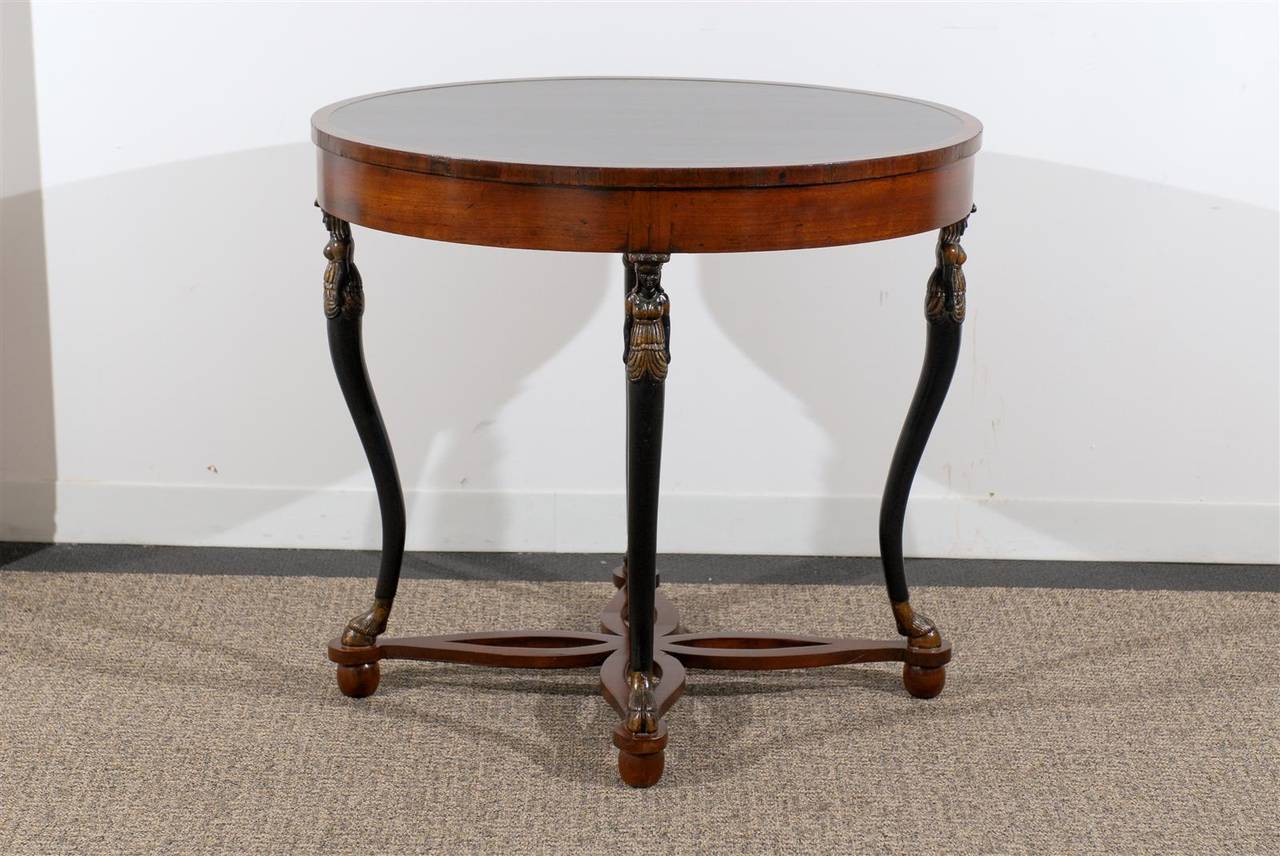 Oval Neoclassical Style Table Raised by Carved Figures For Sale 4