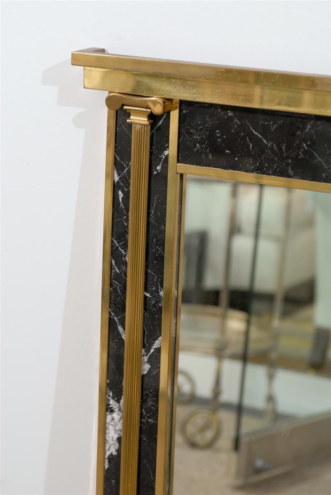 Black Marble and Brass Mirror In Excellent Condition In Atlanta, GA