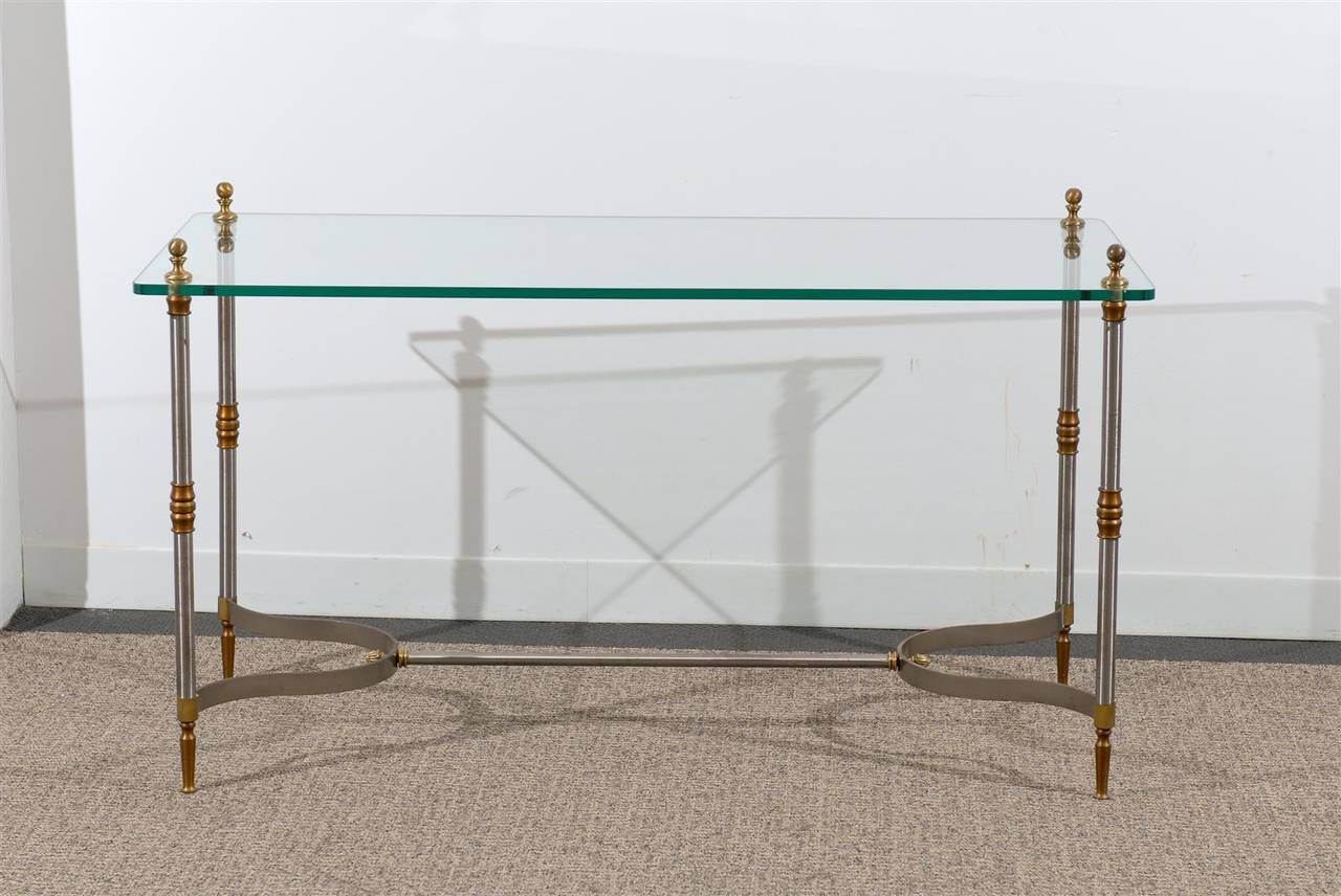 Glass Top Directoire Style Console in the Jansen Style In Excellent Condition In Atlanta, GA
