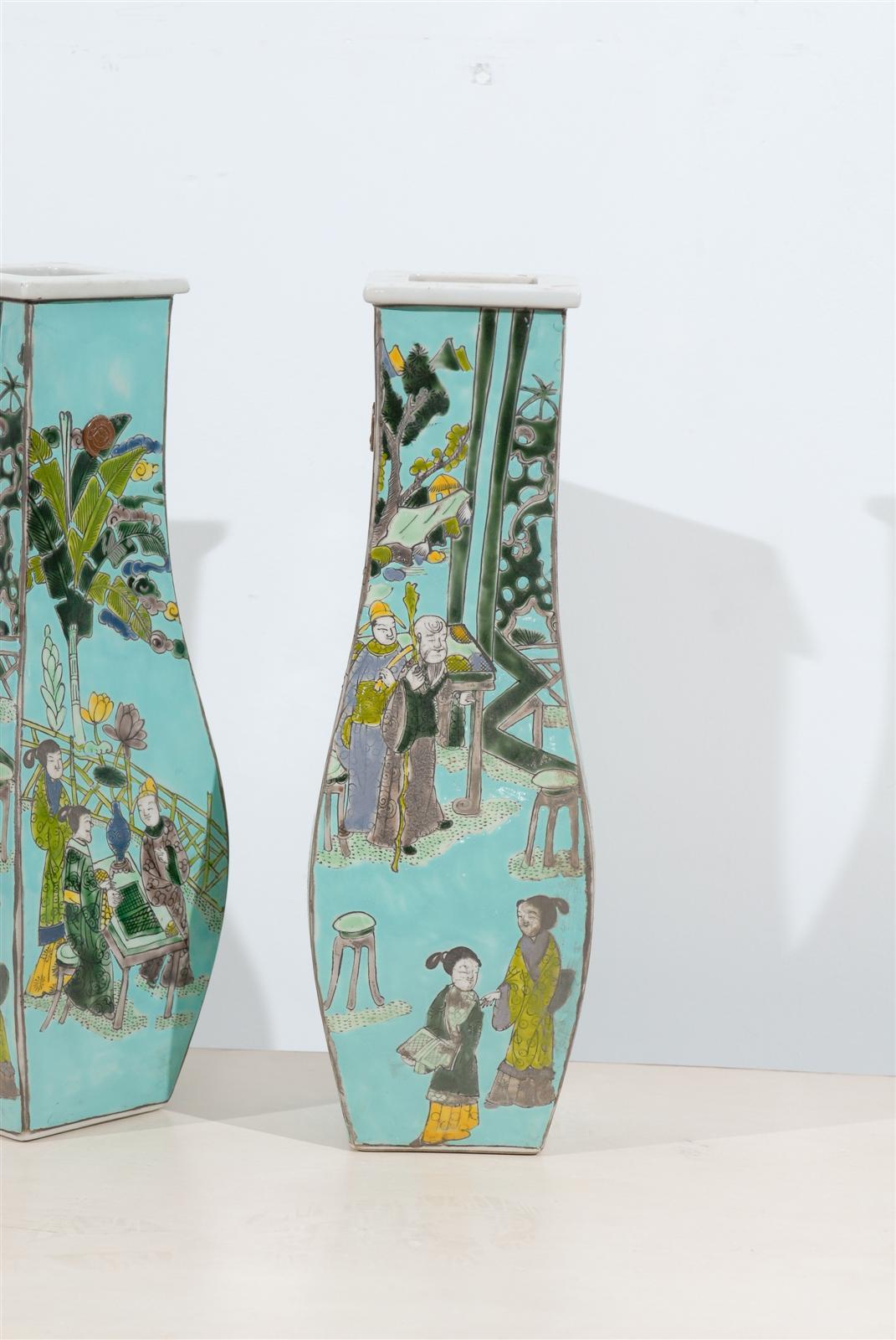 Painted Pair of Chinese Vases