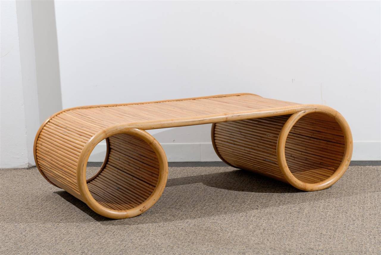 Chic Mid Century Style Coffee Table In Split Bamboo 1