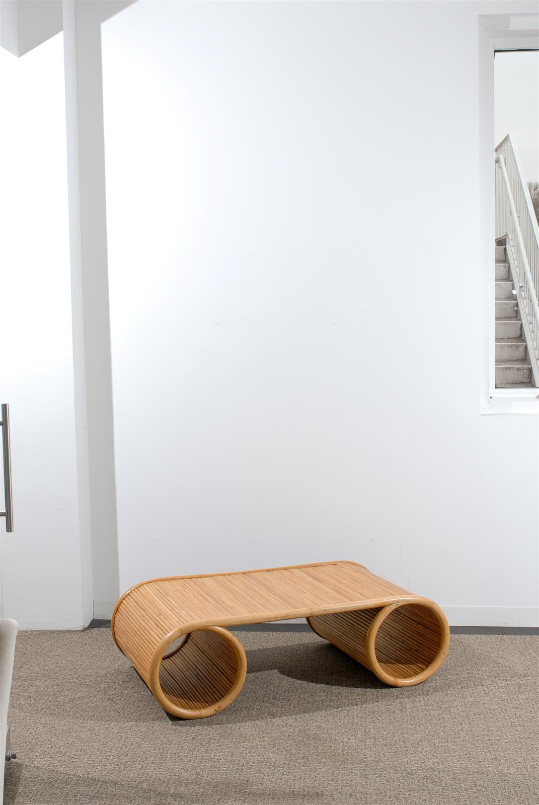 Mid-Century Modern Chic Mid Century Style Coffee Table In Split Bamboo