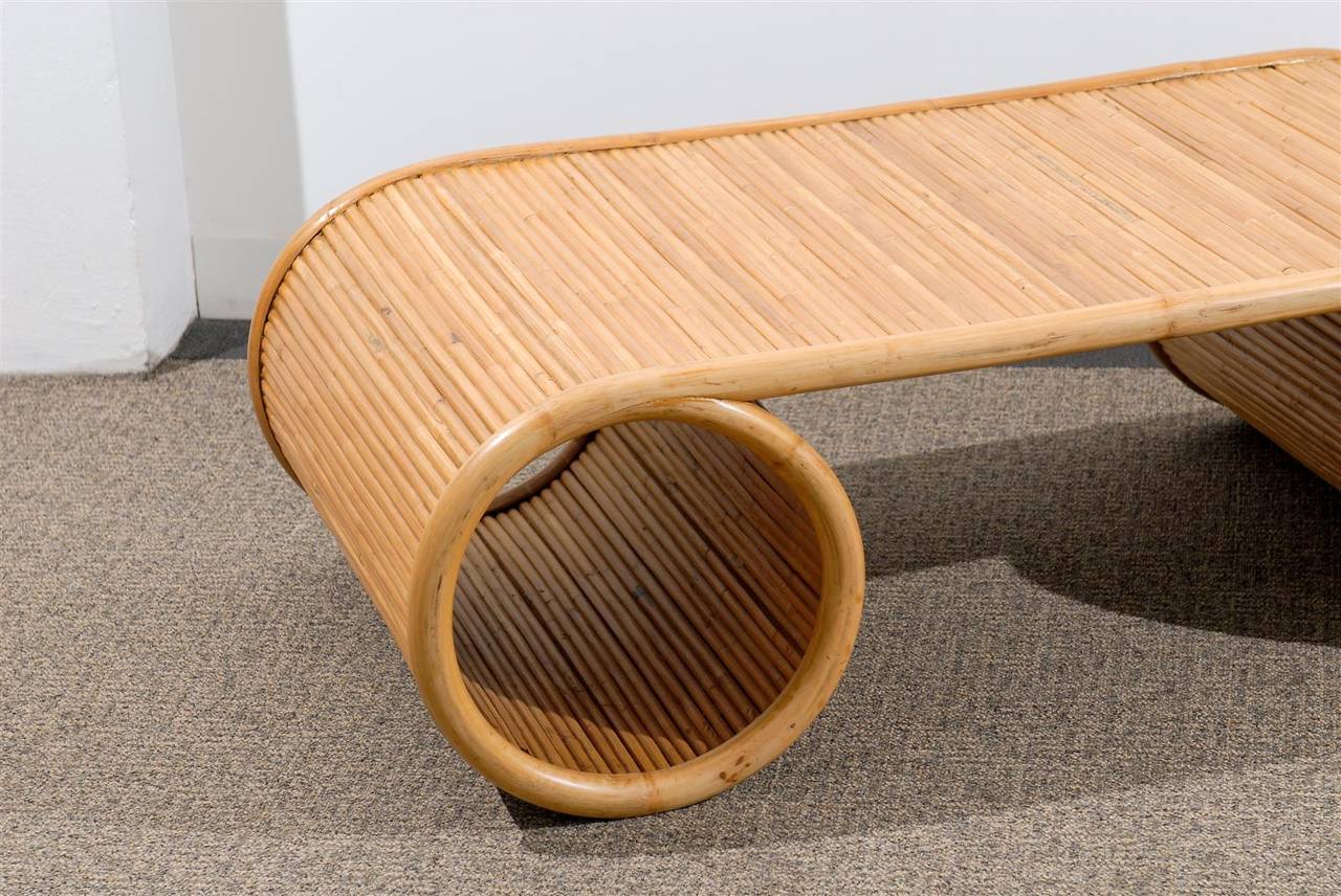 Chic Mid Century Style Coffee Table In Split Bamboo 2