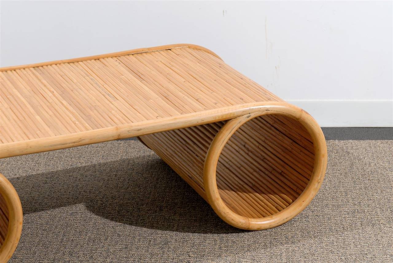 Chic Mid Century Style Coffee Table In Split Bamboo 3