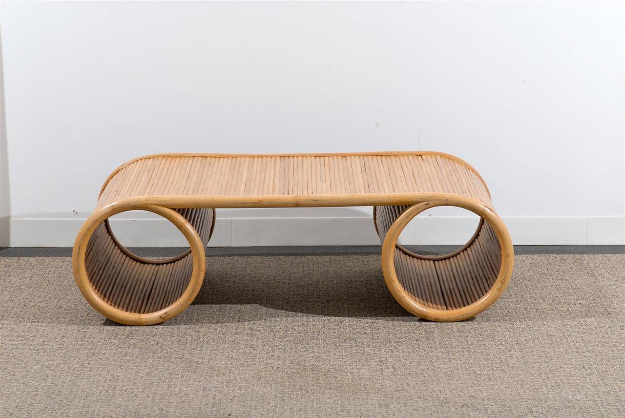 20th Century Chic Mid Century Style Coffee Table In Split Bamboo
