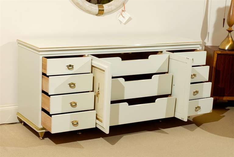 Mid-20th Century A Remarkable Chest/ Buffet/Credenza by American of Martinsville in Cream Lacquer