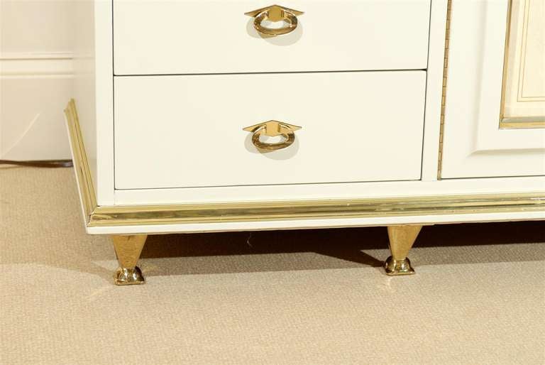 A Remarkable Chest/ Buffet/Credenza by American of Martinsville in Cream Lacquer In Excellent Condition In Atlanta, GA