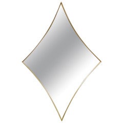 Unusual Diamond Shape Brass Frame Mirror Made by Turner of Chicago Ill