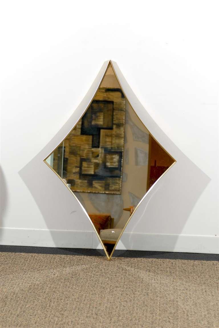 Diamond Shape Brass Mirror Made by Turner Manufacturing Co Chicago Ill