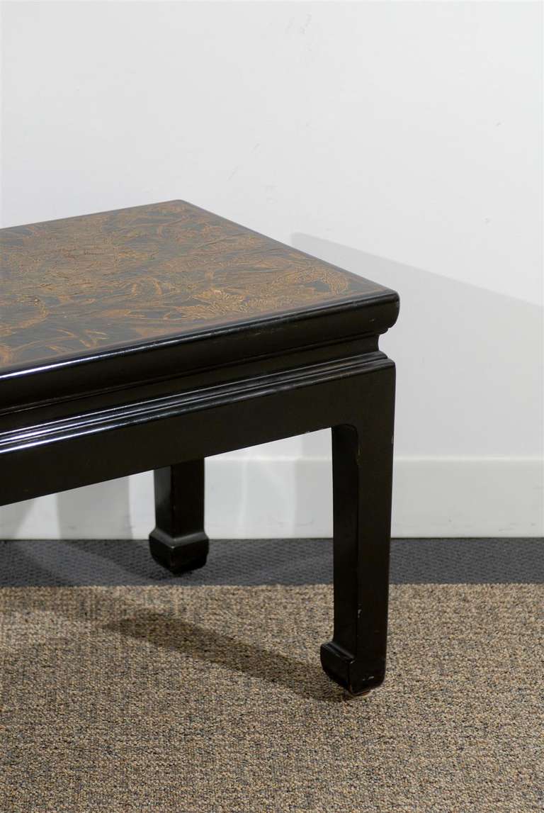 Wood Black Lacqured Chinese Style Coffee Table For Sale
