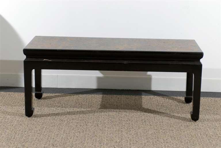 Black Lacqured Chinese Style Coffee Table In Good Condition For Sale In Atlanta, GA