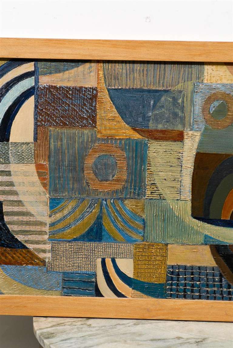 Art Deco Textured Oil Painting on Board 