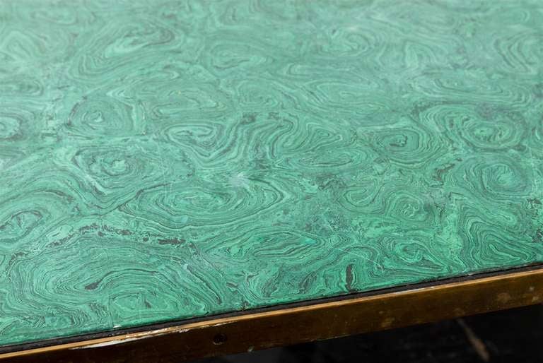 20th Century Iron Base Desk/Table with Scagliola Malachite Inserted Top For Sale 2