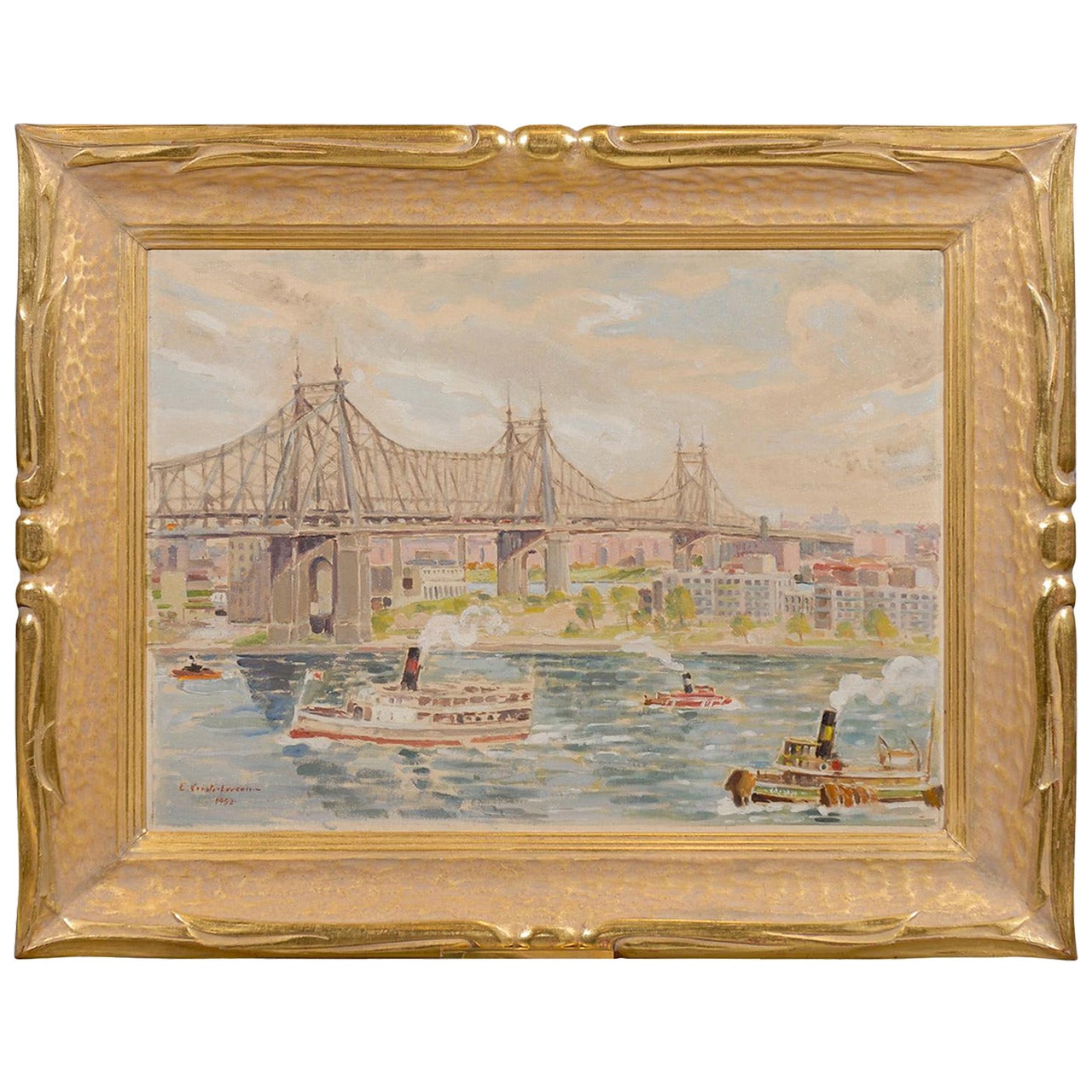 Beautifully Framed Oil on Canvas of the Queensboro Bridge