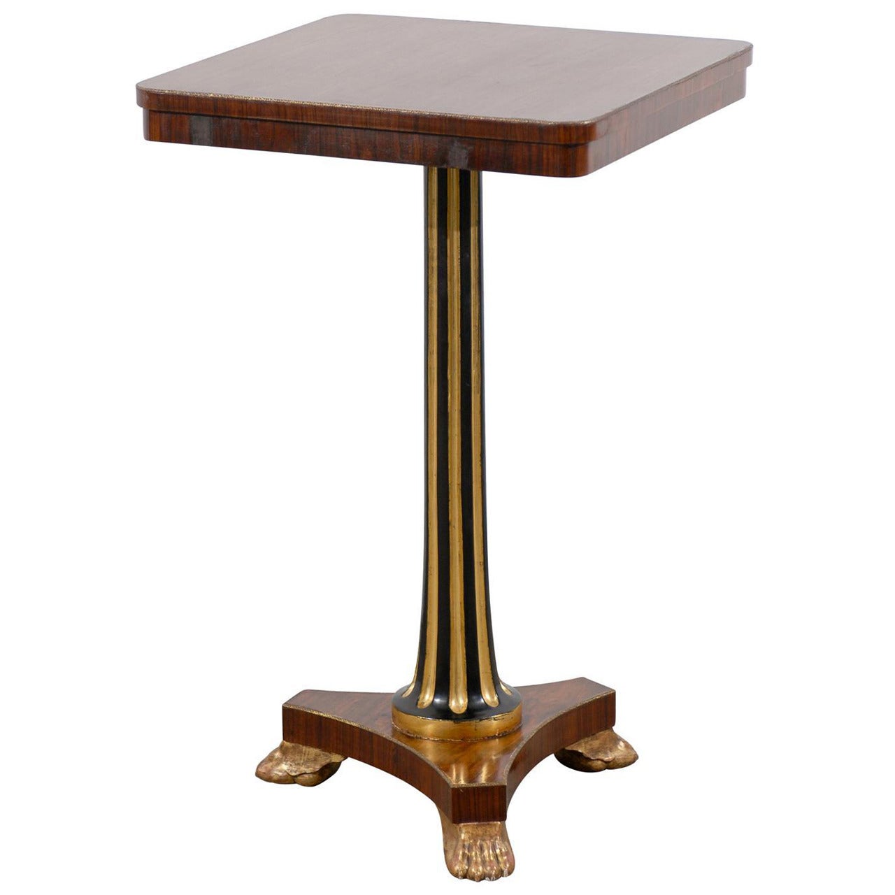Regency Style Pedestal Side Table in Rosewood For Sale