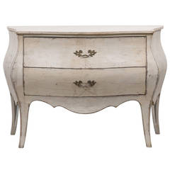 Two-Drawer Bombe Painted Commode