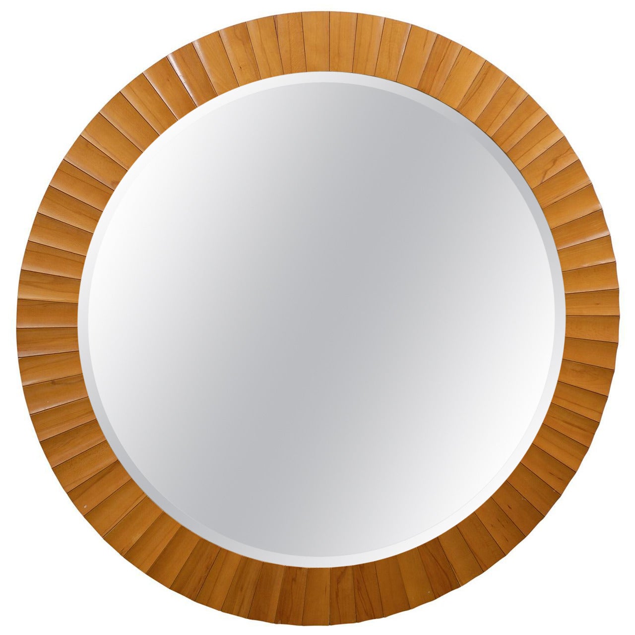 Stunning 60" Diam. Mid Century Beveled Mirror