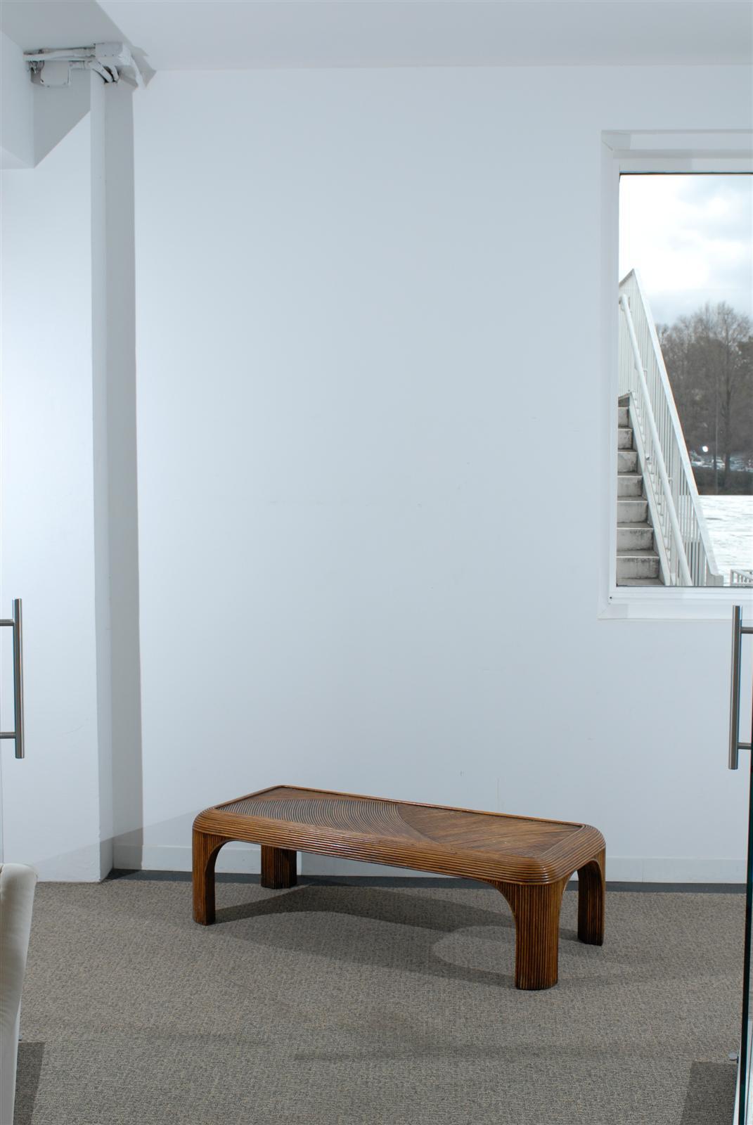 Mid-Century Modern Asian Inspired Split Reed Coffee Table