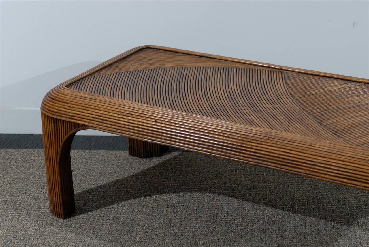 Asian Inspired Split Reed Coffee Table In Excellent Condition In Atlanta, GA