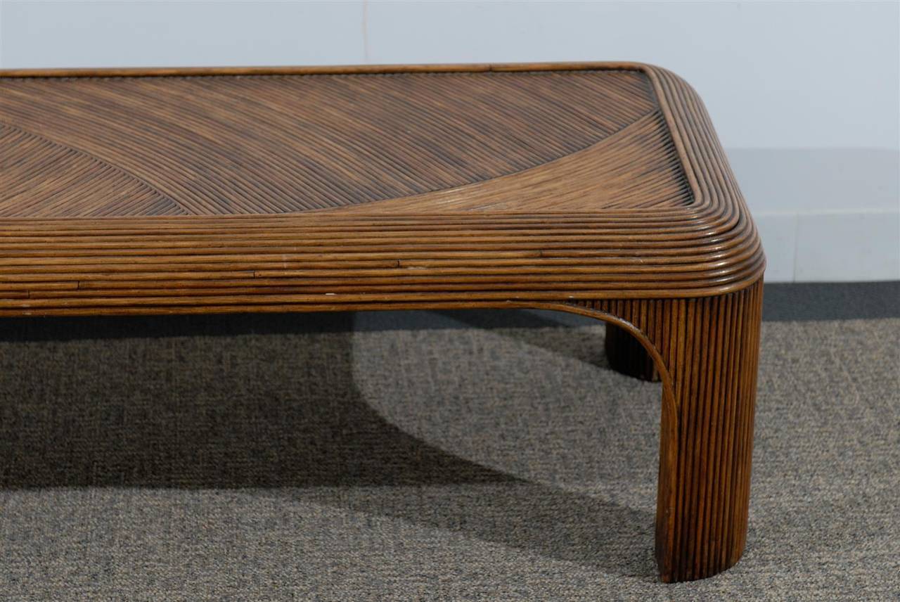 Glazed Asian Inspired Split Reed Coffee Table